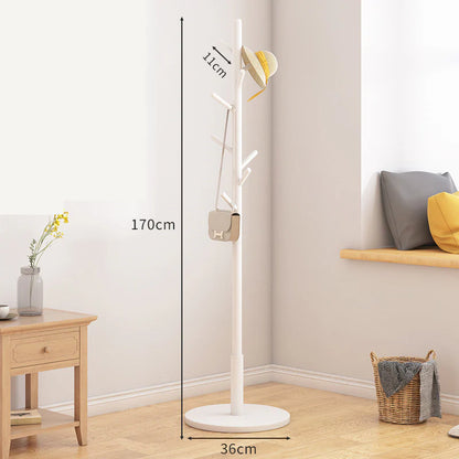 Solid Wood Floor Coat Hanger Bedroom Home Vertical