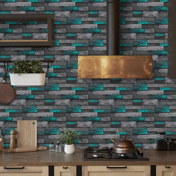 Modern Green Marble Stone Tile Peel And Stick Wallpaper Removable Self-Adhesive Wall Sticker Wallpaper PVC Home Decoration