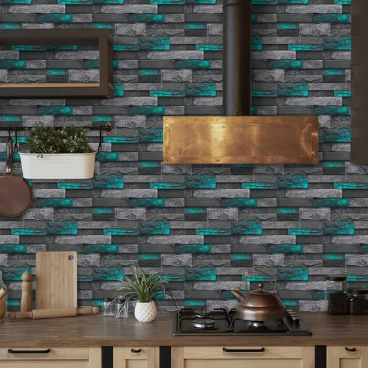 Modern Green Marble Stone Tile Peel And Stick Wallpaper Removable Self-Adhesive Wall Sticker Wallpaper PVC Home Decoration