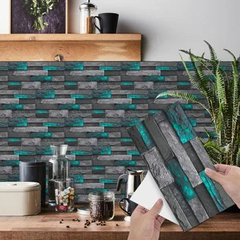 Modern Green Marble Stone Tile Peel And Stick Wallpaper Removable Self-Adhesive Wall Sticker Wallpaper PVC Home Decoration